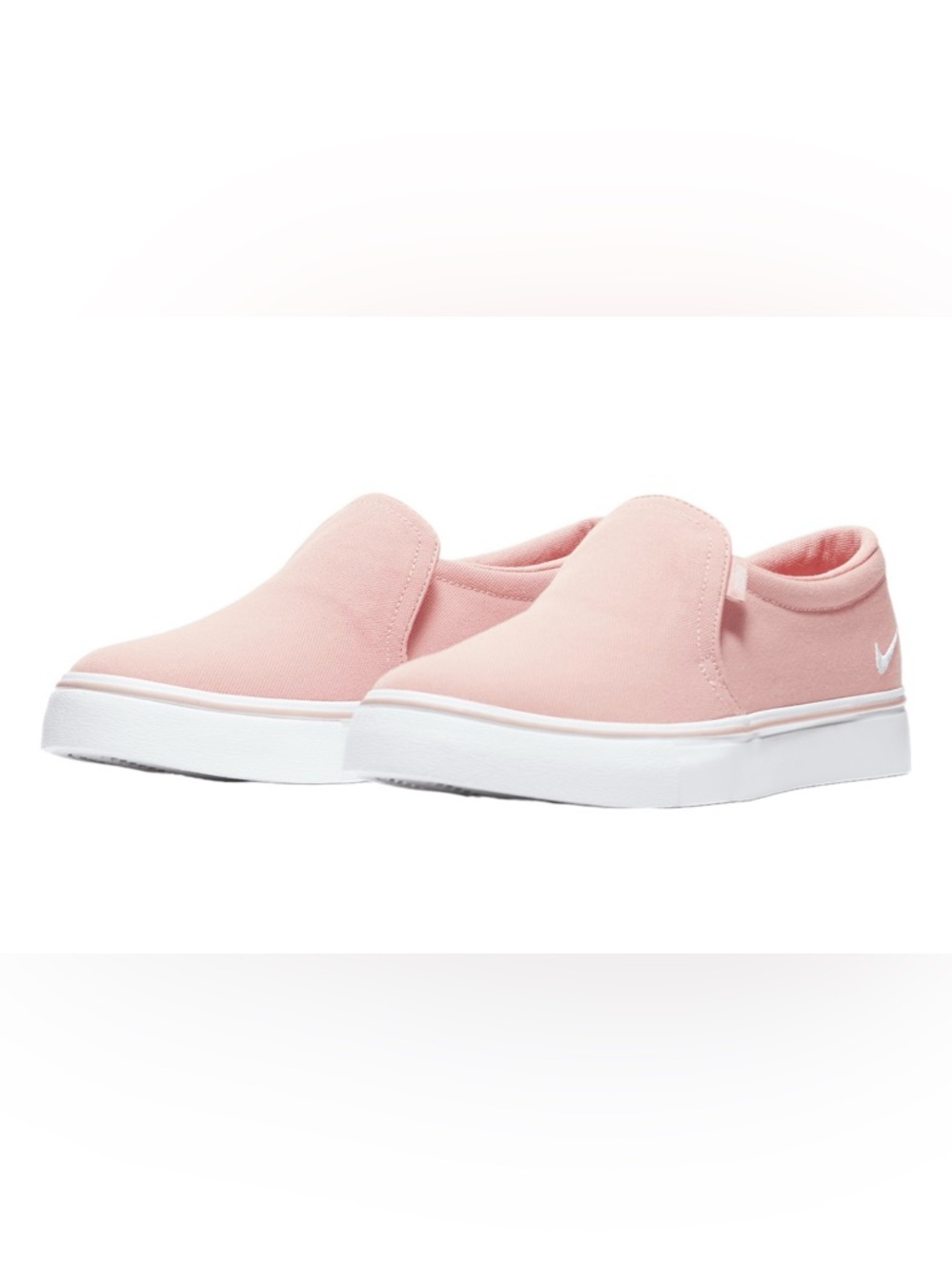 Nike Kids Slip-On Canvas Sneakers in Soft Pink and White